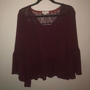 Burgundy Boho Style Blouse